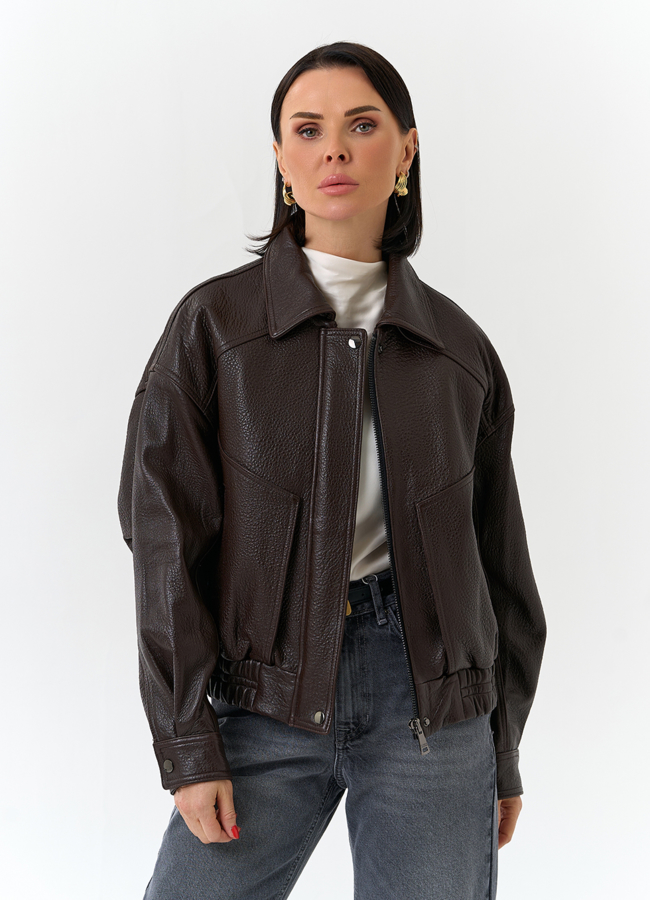 Женская куртка бомбер из натуральной кожи модель № 32527 универмаг малина