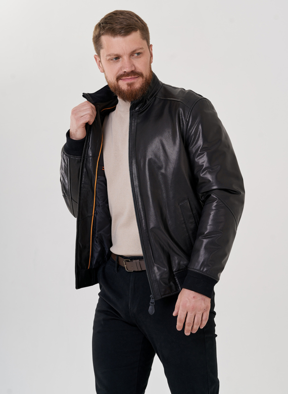 Куртка мужская черного цвета из натуральной кожи