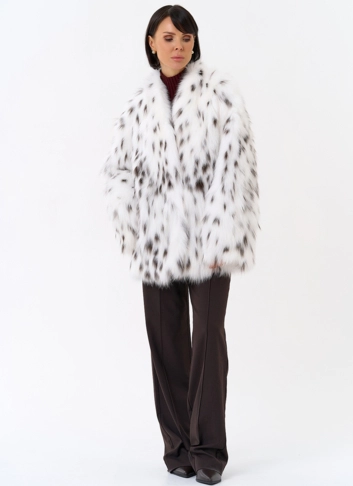 Шуба из лисы с инкрустацией под рысь