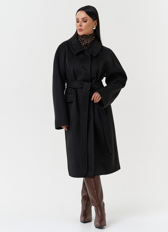 фото Женское пальто с поясом модель № 28440