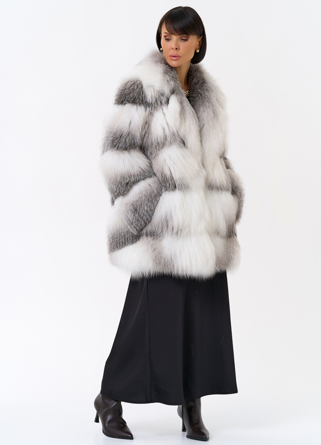 фото Шуба из белой лисы модель № 2521