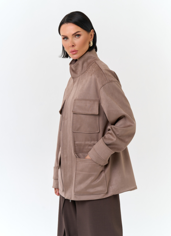 Женская куртка парка из эко замши 