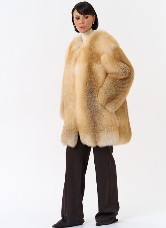Шуба из рыжей лисы