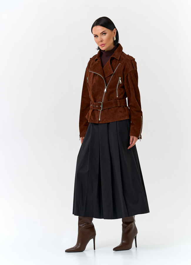 Куртка из натуральной замши с поясом модель № 29926 в рассрочку