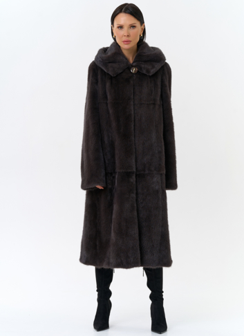 Женская шуба из меха норки капюшоном Женская шуба из меха норки капюшоном