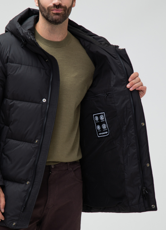 Мужской пуховик с капюшоном  модель № 28871 универмаг малина