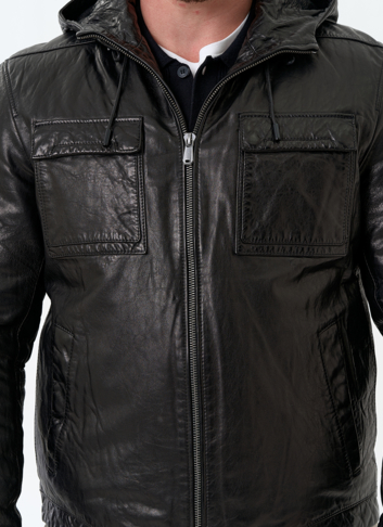 Мужская утепленная куртка из натуральной кожи