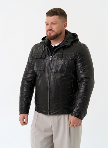 Мужская утепленная куртка из натуральной кожи