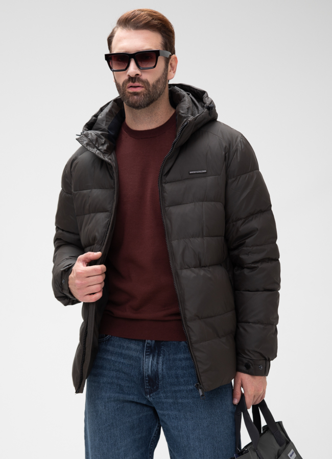 Мужской пуховик с капюшоном  модель № 28873 универмаг малина