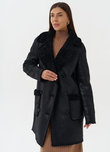 Женская двухсторонняя дубленка из эко кожи