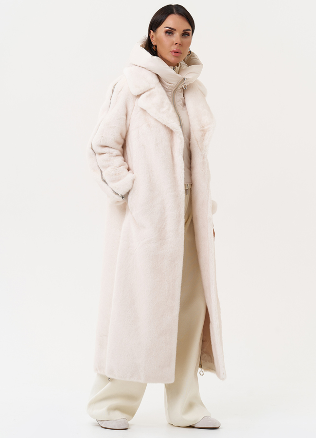 Женская шуба со съёмным капюшоном модель № 31237 универмаг малина