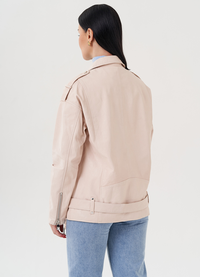 Куртка из светлой кожи модель № 24329 в рассрочку