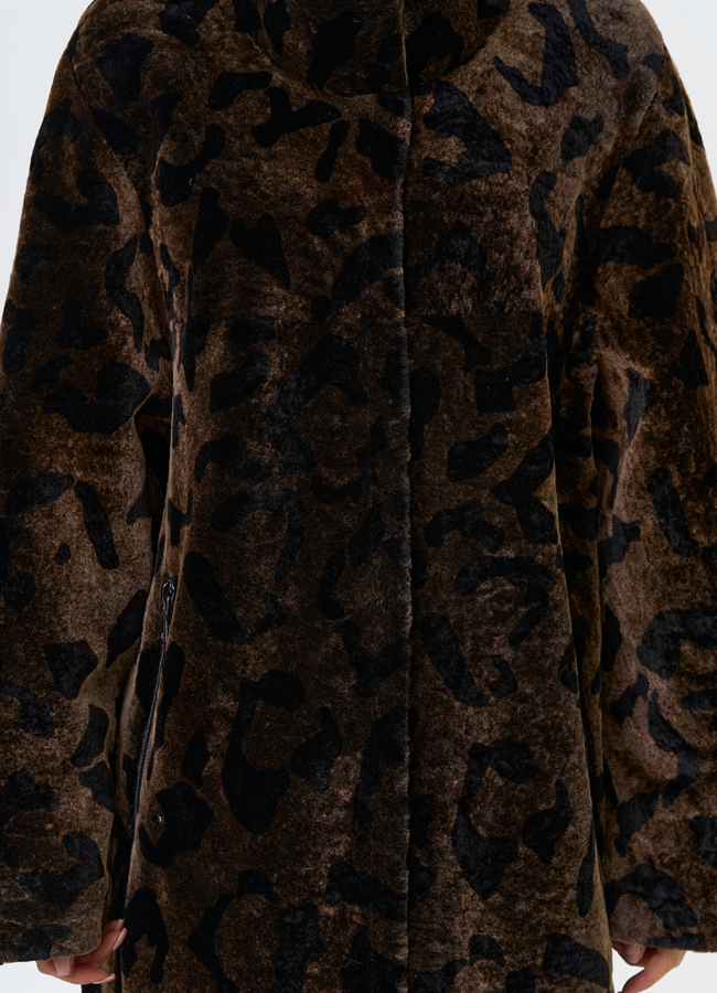 Женская натуральная дубленка с леопардовым принтом модель № 31479 универмаг малина