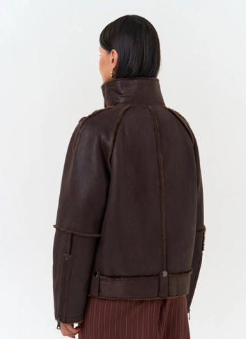 Женская дубленка из эко замши