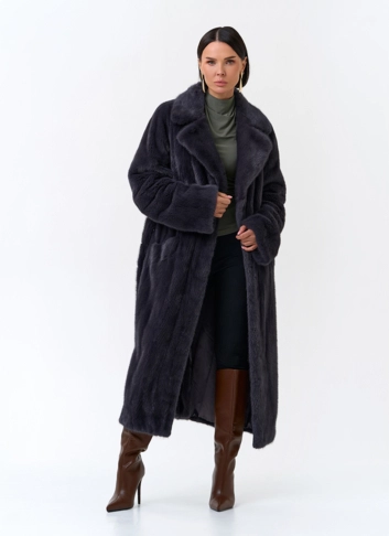 Женская шуба из меха норки с английским воротником