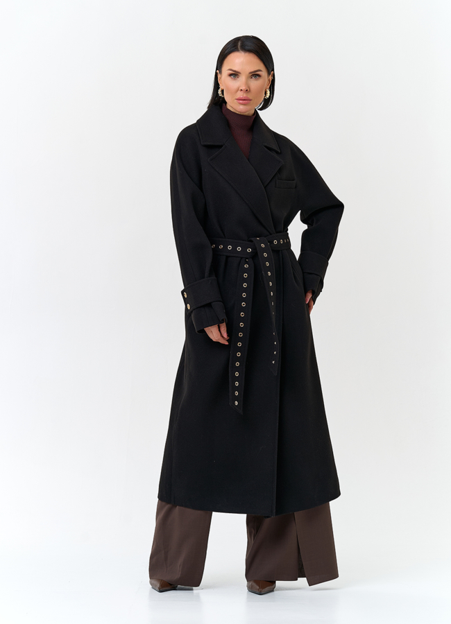 Женское пальто с акцентным поясом модель № 32808 в кредит