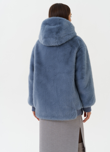 Шуба из эко меха с капюшоном