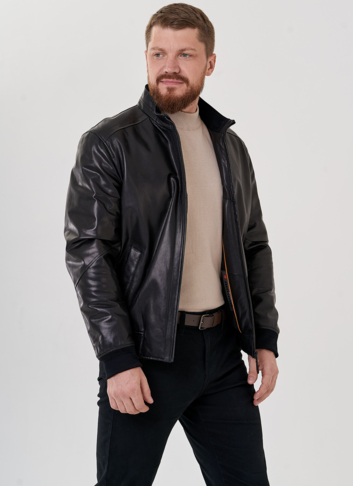 Куртка мужская черного цвета из натуральной кожи