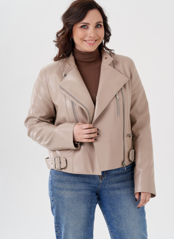 Светлая куртка из эко кожи 