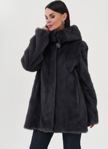 Шуба из норки в цвете графит