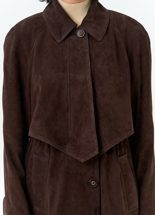 Женский плащ из натуральной замши модель № 32869 универмаг малина