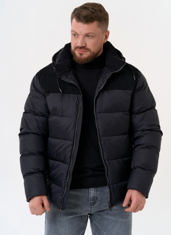 Мужской пуховик с отделкой из вельвета