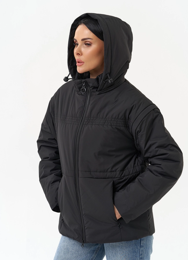 Женская утепленная куртка со съемными рукавами модель № 30011 универмаг малина