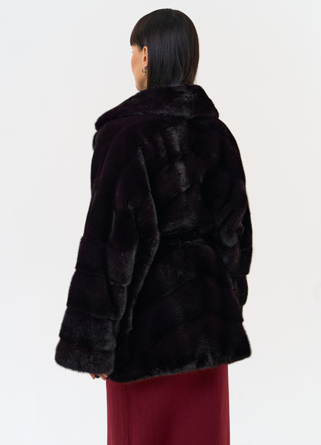 фото Шуба из меха норки с английским воротником модель № 31641