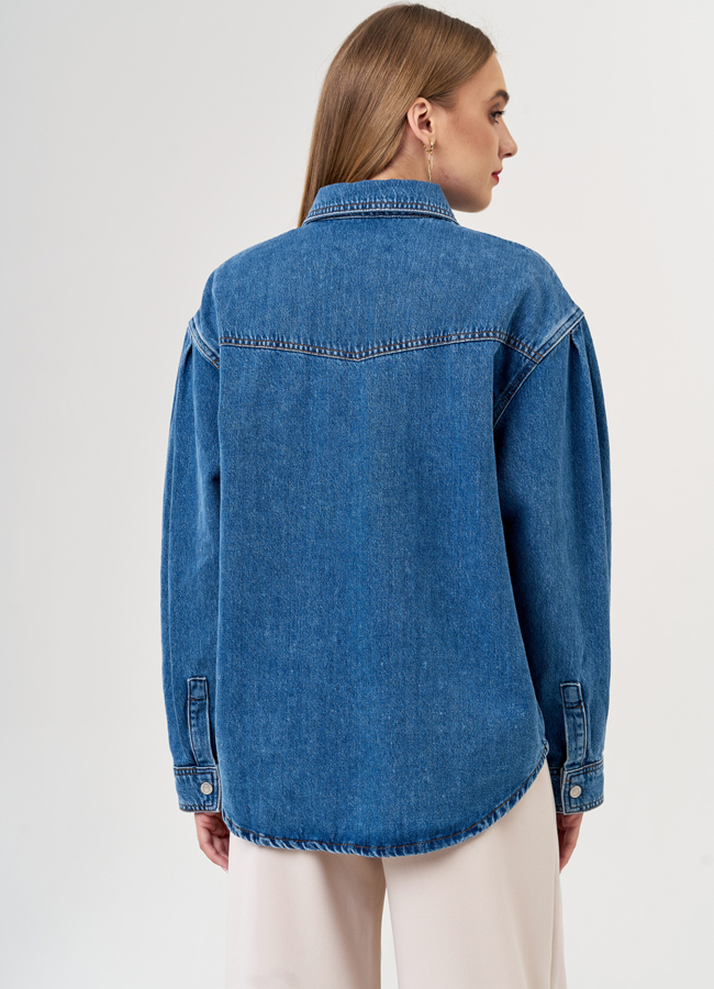 Куртка джинсовая синего цвета модель № 21179 в кредит