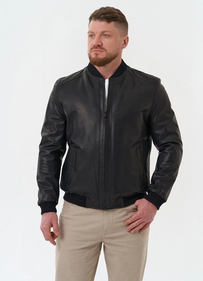 Мужская куртка бомбер из натуральной кожи модель № 24484 универмаг малина