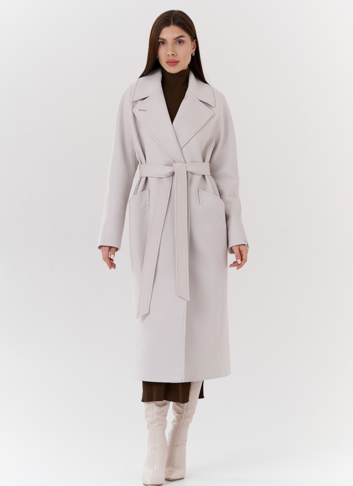 Удлиненное женское пальто в цвете жемчуг