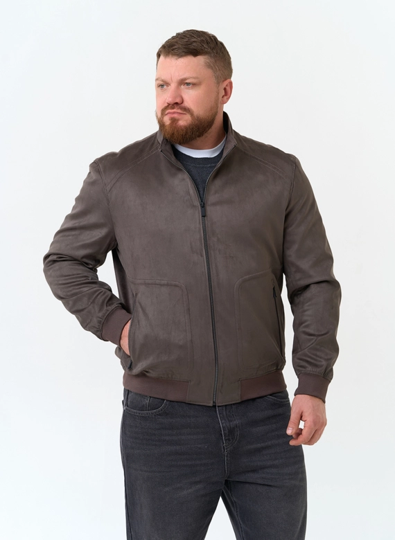 Мужская куртка бомбер из эко замши фото