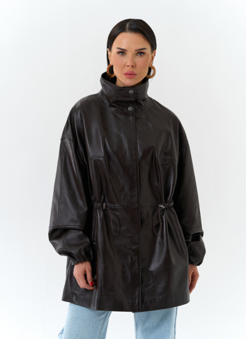 Куртка из натуральной кожи с воротником стойка