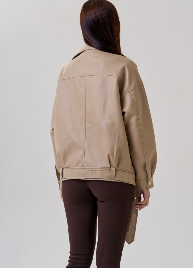 Женская куртка оверсайз из эко кожи модель № 23255 универмаг малина