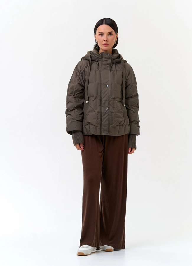 Женская куртка с трикотажным капюшоном модель № 33826 в рассрочку