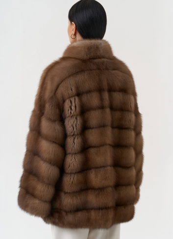 Шуба из куницы с воротником шаль