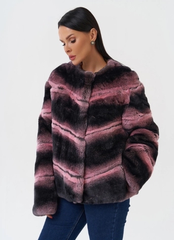 Короткая шуба из меха кролика фото