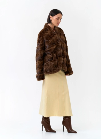 Жакет из меха частей норки фото