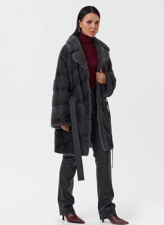 Норковая шуба с английским воротником