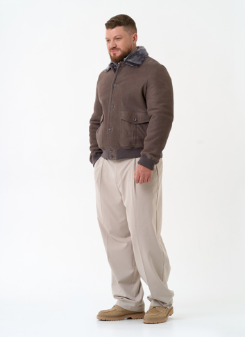 Мужская натуральная дубленка бомбер