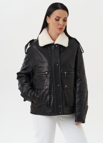 Утепленная куртка-пилот из натуральной кожи