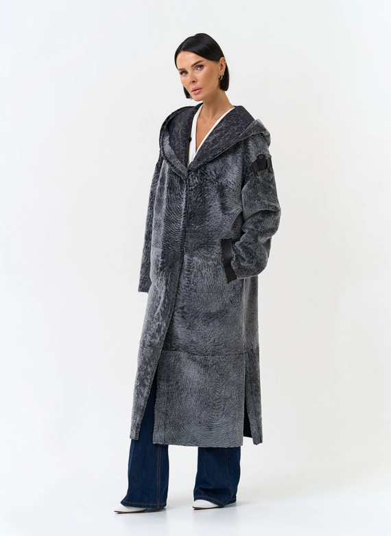 Женская двухсторонняя дубленка из натурального меха фото
