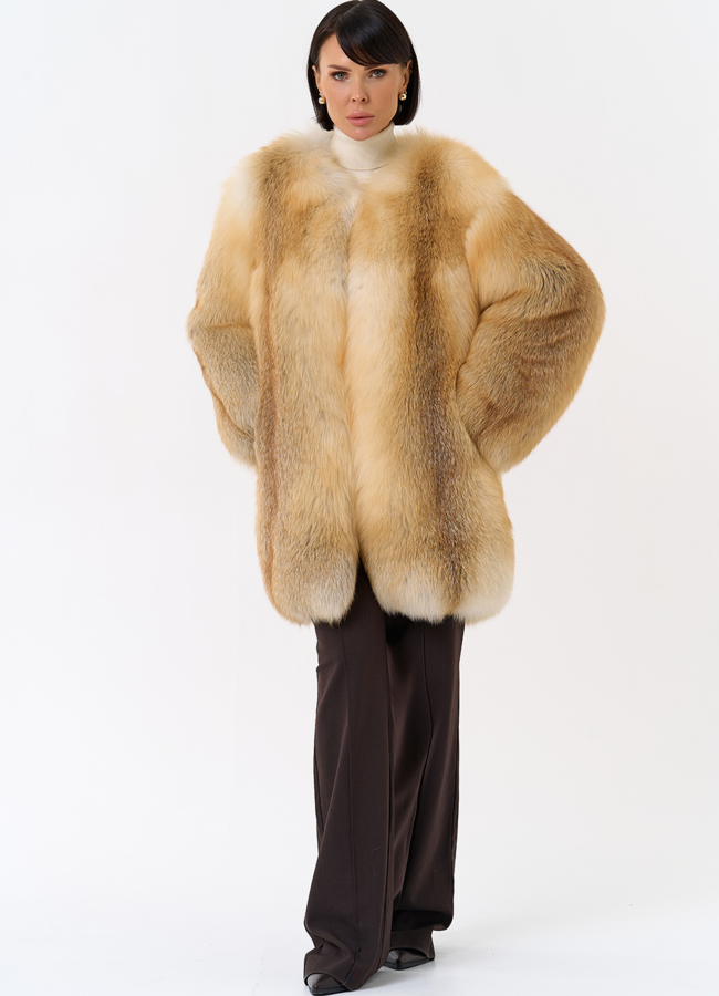 Шуба из рыжей лисы модель № 32012 универмаг малина